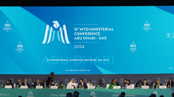 Delegates attend the 13th World Trade Organisation Ministerial Conference in Abu Dhabi, February 26, 2024.